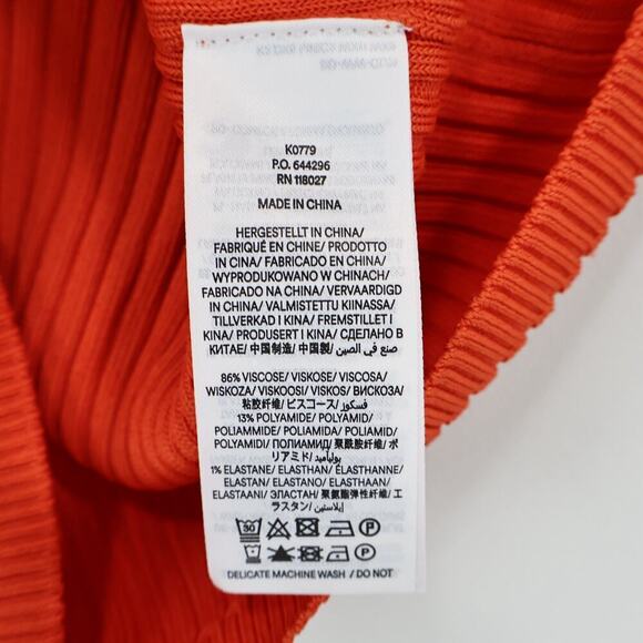 Boden Women's Ribbed Boatneck Long Sleeve T Shirt Vermillion Red Orange Size XS - Picture 5 of 6